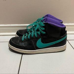 Nike High Top Sneakers size 9.5 womens Black/Teal/Purple